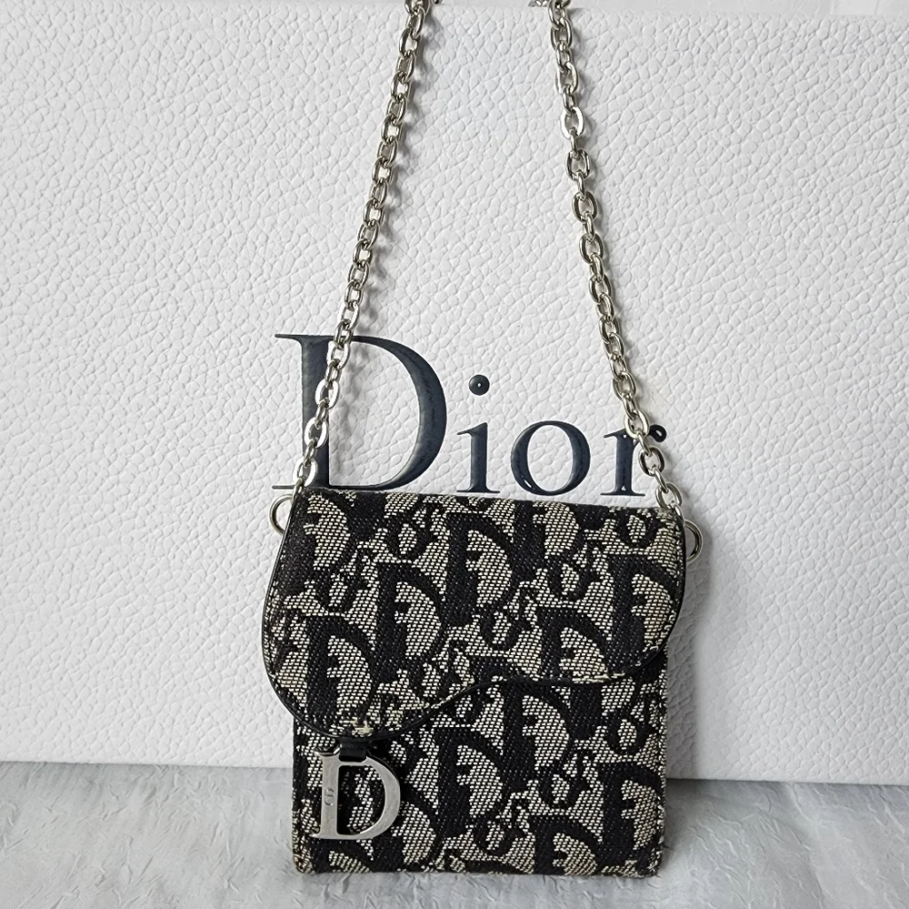 Auth Dior Oblique Trotter Saddle Lotus Wallet
